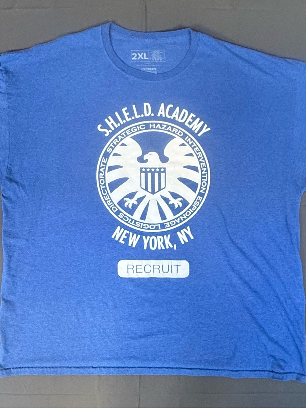 Marvel Agents of SHIELD Academy Recruit T Shirt Mens 2XL Loot Crate Blue